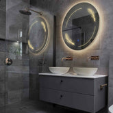 Espejo LED Redondo | Botón táctil | Luz blanca cálida - Reyze Seria Good Vibes Model 2